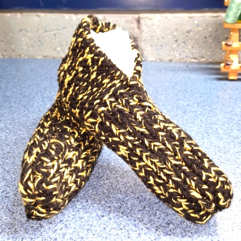 Handmade Crochet Slippers, Measuring 10.5 Inches Long, NWOT